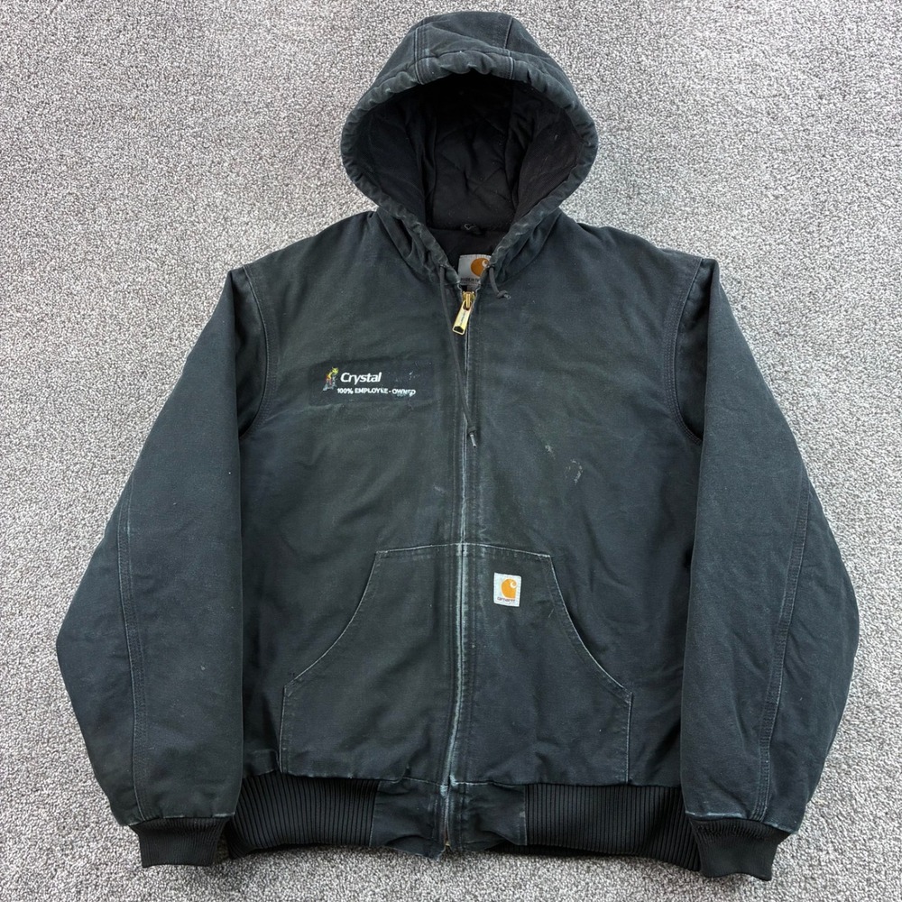 Vintage Carhartt Active Jacket Mens M Black Cotton Insulated Lined USA J140 BLK
